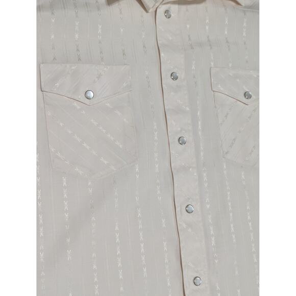 Vintage Wrangler Pearl Snap Button Down Shirt Cream Western Long Sleeve Textured - Picture 4 of 4